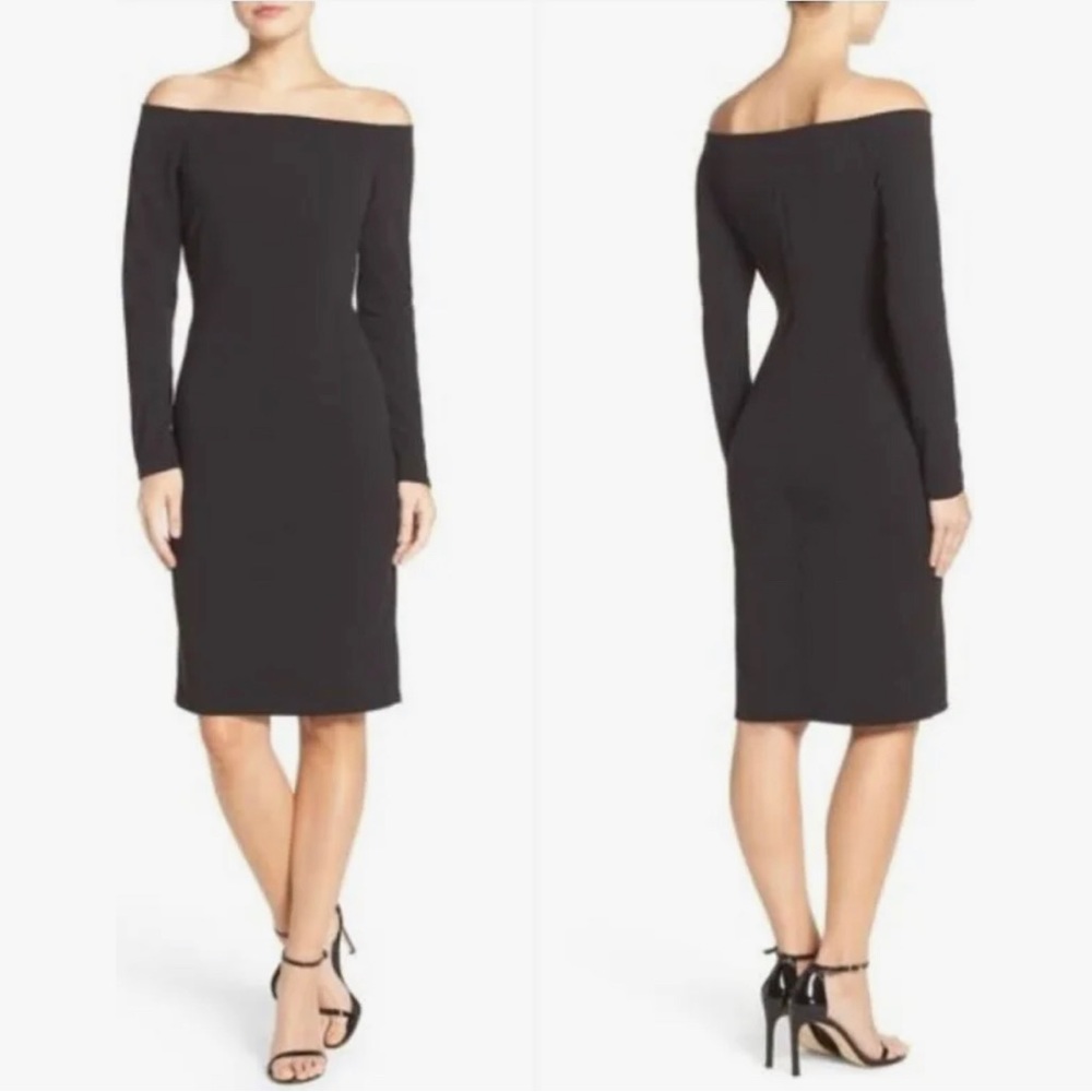 Eliza J Dresses Eliza J Off The Shoulder Scuba Sheath Dress